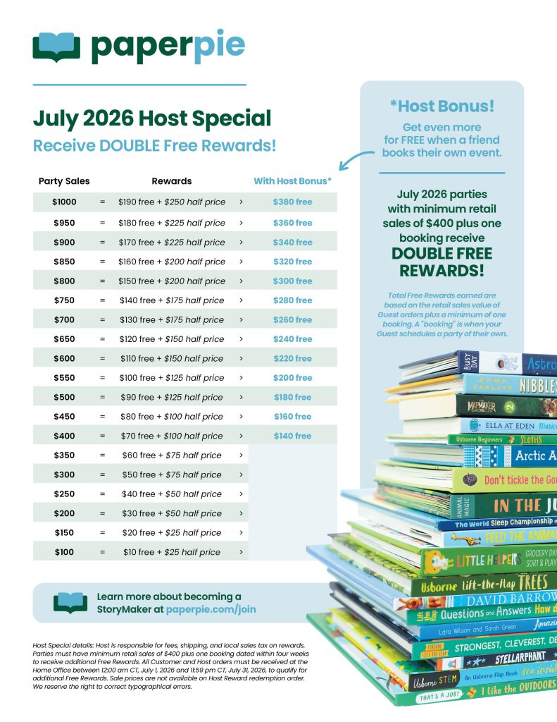 PaperPie July 2026 Host Specials